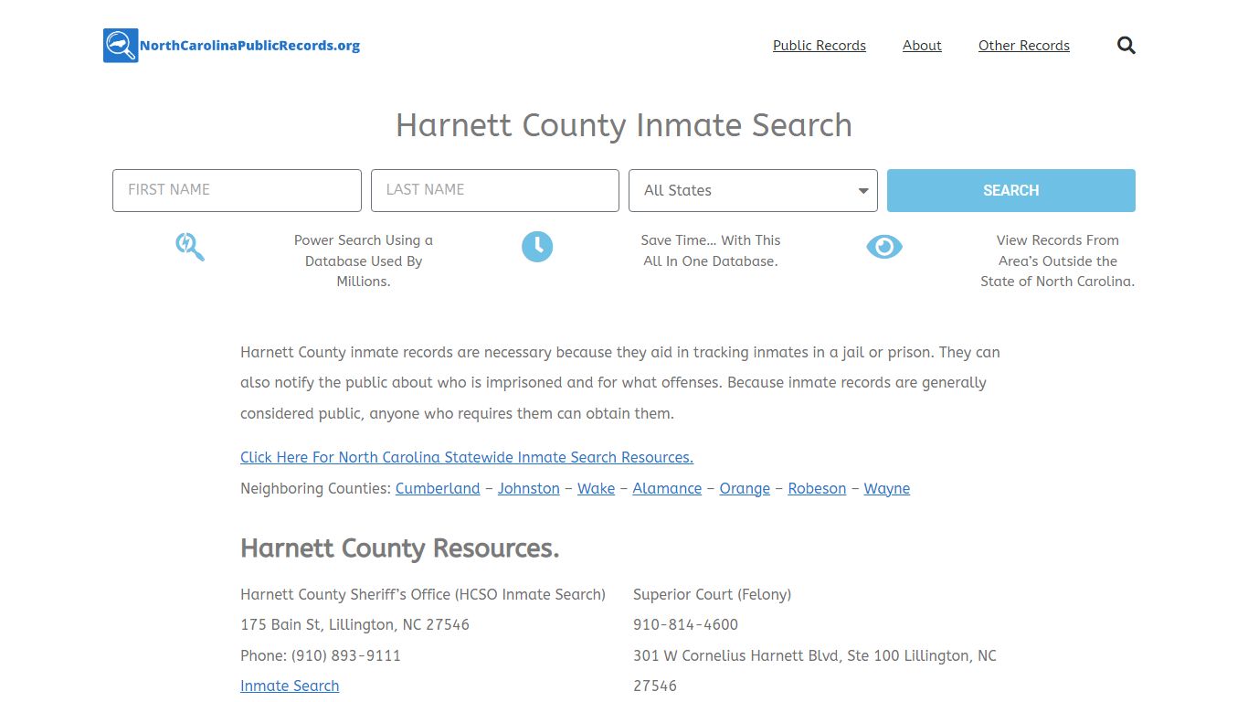 Harnett County Inmate Search - HCSO Current & Past Jail Records